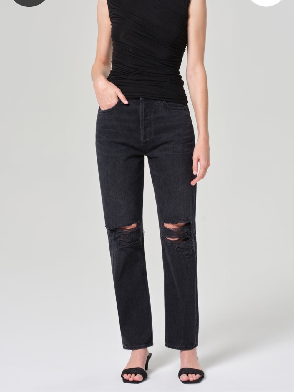 Agolde size 27 90s pinch Black Straight Ripped Jeans